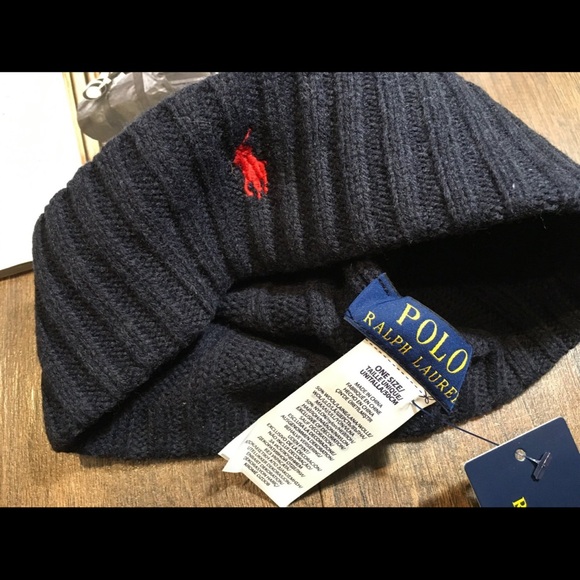 Polo Ralph Lauren PRL Winter Fall Cuffed Wool Knit Beanie Hat Cap - Picture 2 of 3